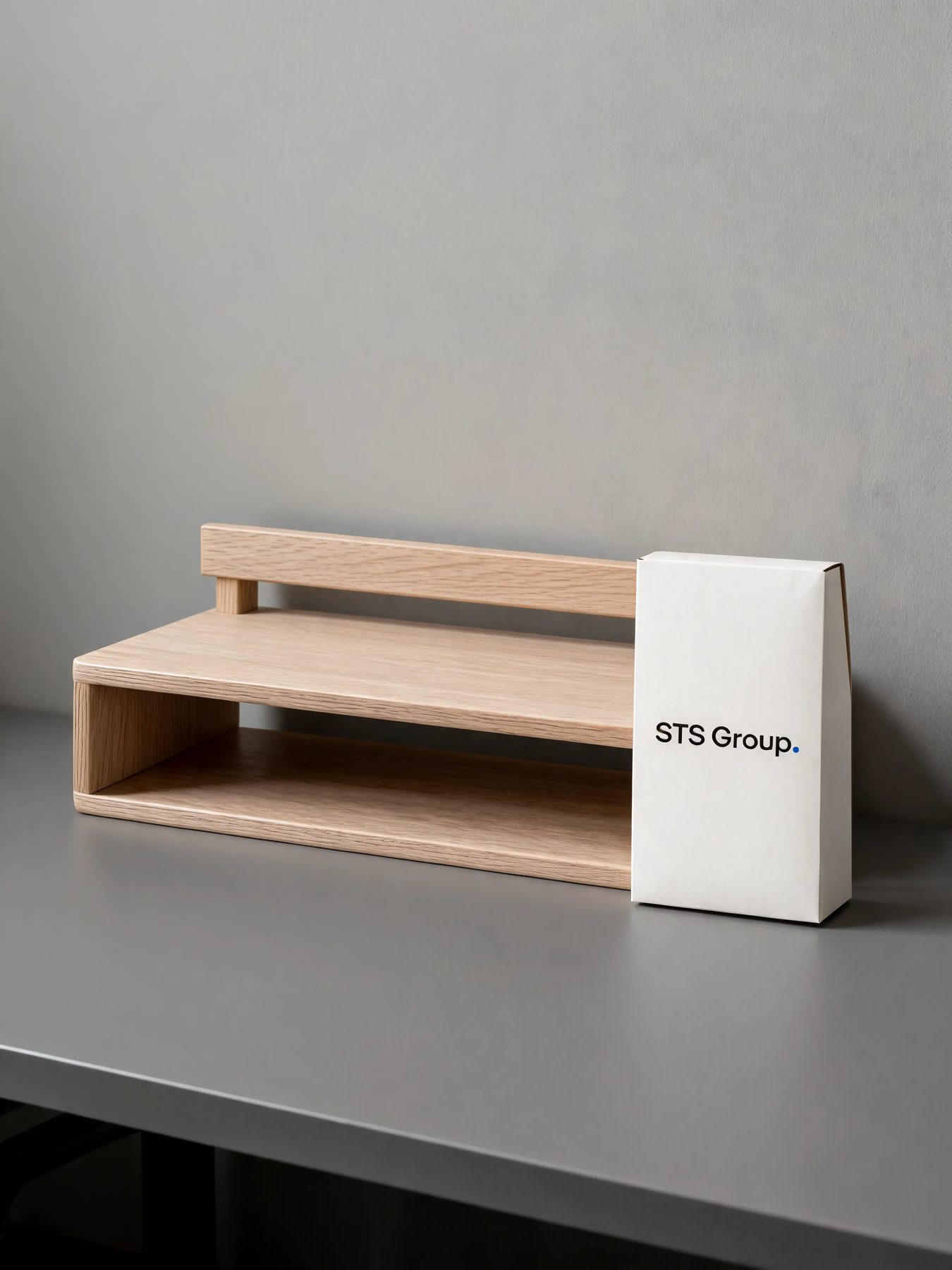 Two-Tier Oak Monitor Stand